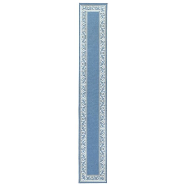 Manmade 20 x 120 in. Floral Border Extra Long Rectangle Runner Rug - Blue MA2613941